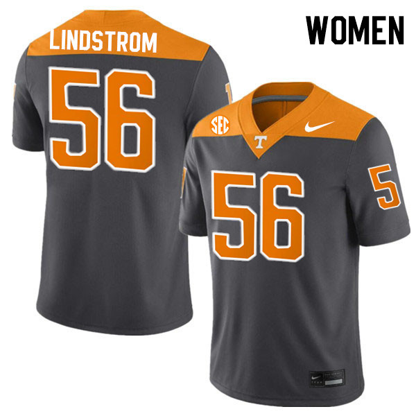 Women #56 Kellen Lindstrom Tennessee Volunteers College Football Jerseys Stitched-Anthracite